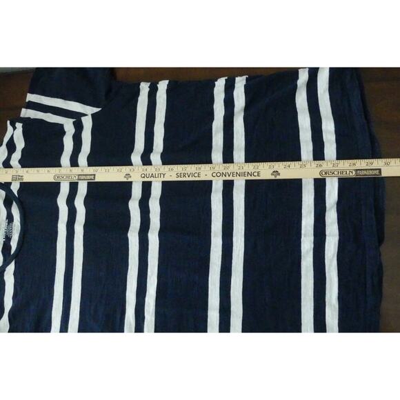Y2K Old Navy Men's Striped Shirt XL Vintage Crew Navy White SS Tee - Picture 4 of 5